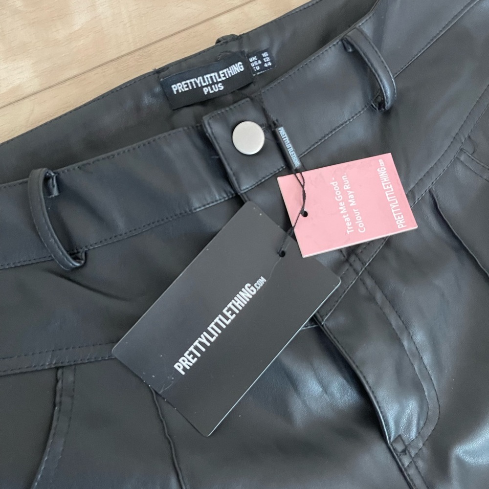 Pretty Little Thing faux leather wide leg trousers